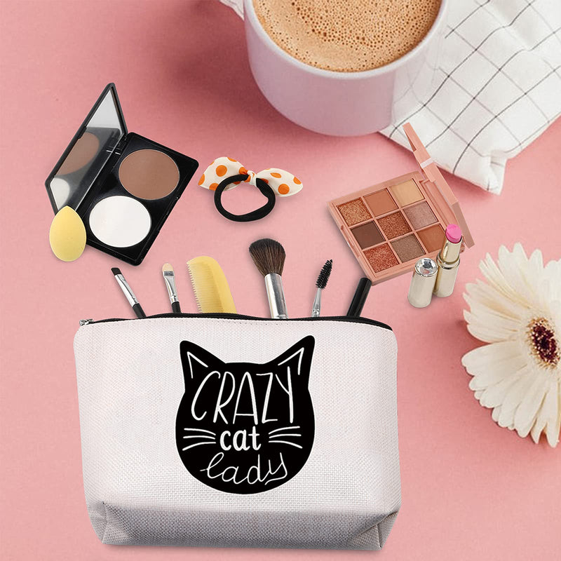 TSOTMO Crazy Cat Lady Makeup Bag Cat Lover Cosmetic Bags Gifts Cat Mom Gifts For Birthdays (Cat Lady) - PawsPlanet Australia