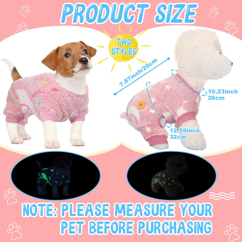 2 Pieces Dog Pajamas for Small Dogs X-Small Dog Sweaters Glow in The Dark Dog Clothes Soft Warm Chihuahua Pajamas for Small Pet Puppy Cat Clothing, 2 Styles - PawsPlanet Australia