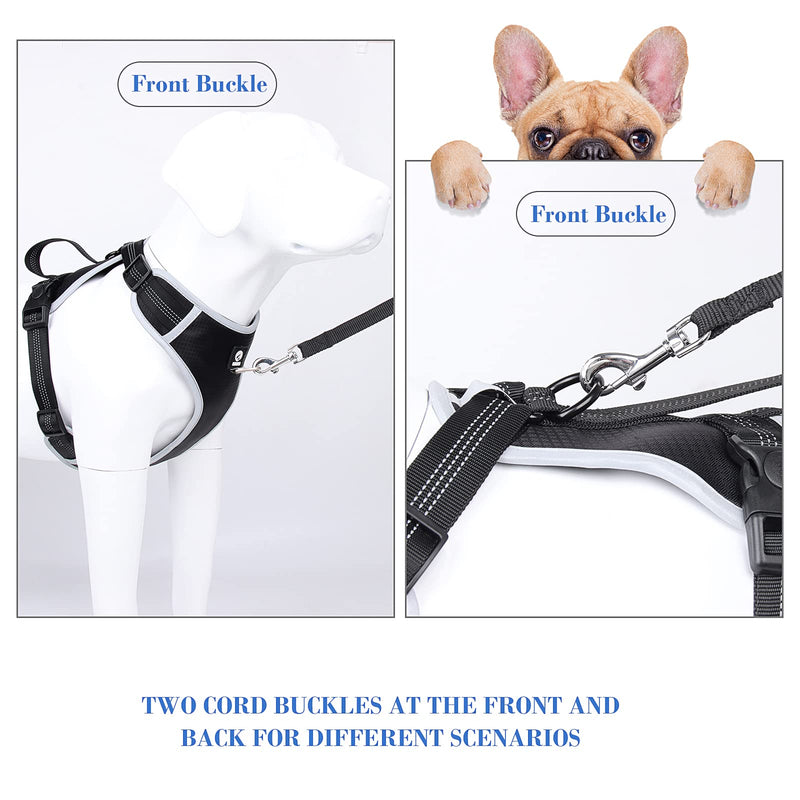 JUPSK Dog Harness for Large Dogs with Leash,Reduce Pressure Dog Vest with Handle,Adjustable Belt, Reflective Strap,Suitable for Outdoor Walking XL BLACK - PawsPlanet Australia