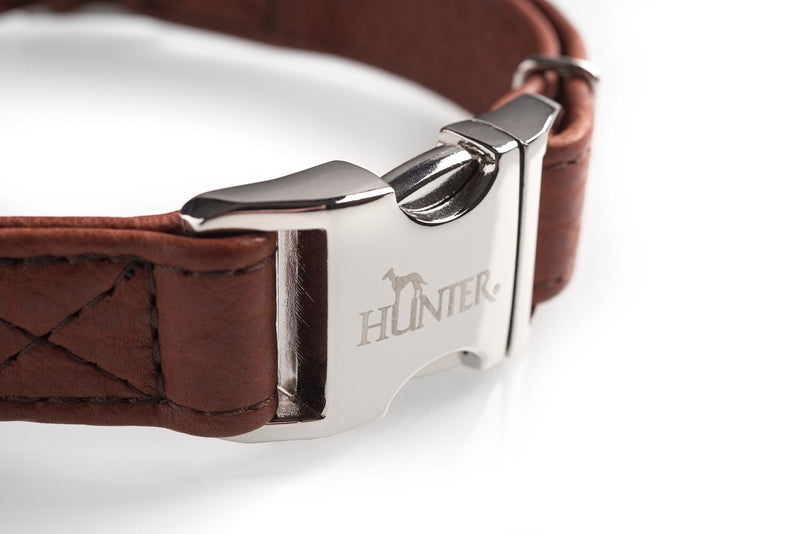 HUNTER Cody Alu-Strong Bison Leather Training Collar, Large, Cognac - PawsPlanet Australia