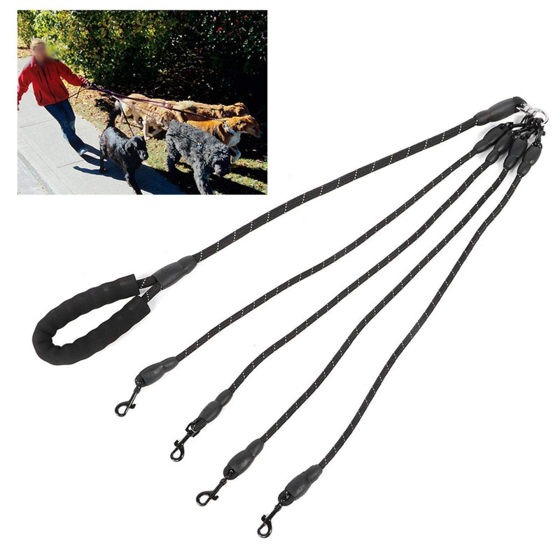 Dog Leashes, 4 in 1 No Tangles Detachable Nylon Traction Rope 4 Way Dog Lead for Dogs Cats Outdoor Walking(4 Way-Black) Black - PawsPlanet Australia
