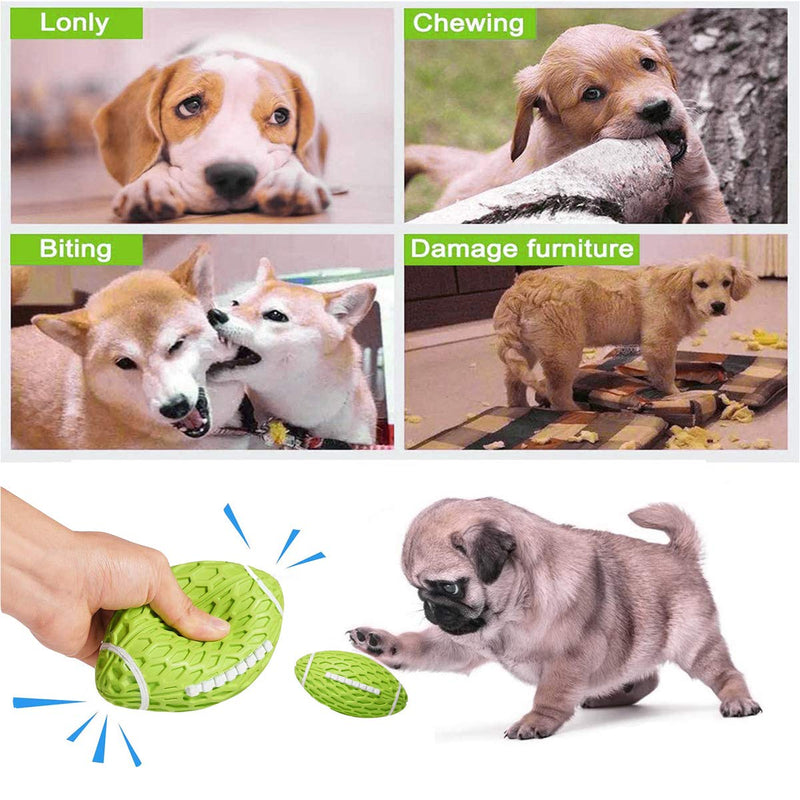 BDUK Dog Chew Toys Pet Squeaky Ball Durable Rubber Interactive Trainning Rugby Toy Indestructible Christmas Fun Dog Ball Teeth Cleaning Fetch Ball for Large/Medium/Small Dogs(Green) Green - PawsPlanet Australia