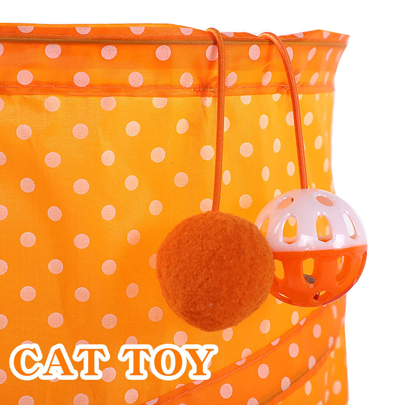 Pet Tunnel Tube Toy Orange Foldable Cat Dog Play Interactive Training Puppy Outdoor Indoor Supplies color 2 - PawsPlanet Australia