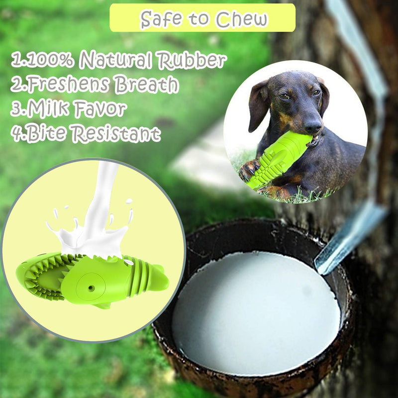 Dog Chew Toys for Aggressive Chewers Large Breed, Dog Squeaky Toy, Dog Toothbrush Stick, Toughest Natural Rubber Dogs-Teeth Cleaning Toys Dental Oral Care for Medium Large Dogs Puppy (Shark Shape) Grass Green - PawsPlanet Australia