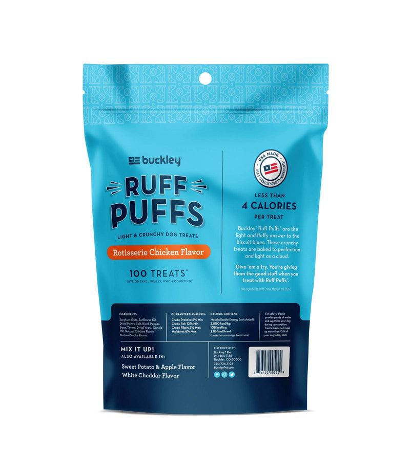 Buckley Ruff Puffs Flavored Light & Crunchy Dog Treats, 4 Ounce Chicken - PawsPlanet Australia