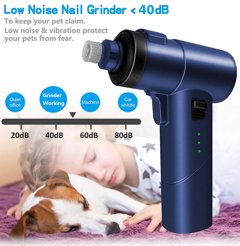 Dog Nail Grinder - Professional Electric Pet Nail Trimmer for Large Medium Small Dogs & Cats - Painless Paws Grooming, Smoothing, Trimming Tool - Rechargeable & Clippers Quiet (3-Speed) - PawsPlanet Australia
