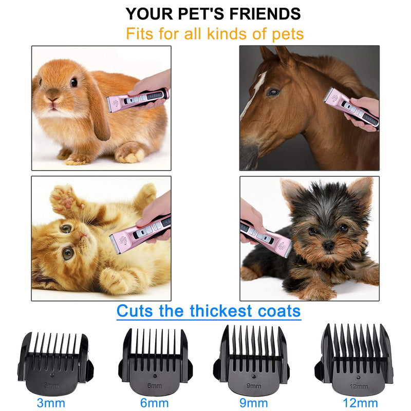 Dog Clipper - Pet Grooming Clipper 3 Speed Pet Electric Clippers Professional Dog Trimmer Cordless Pet Hair Trimmers Rechargeable Low Noise LED Heavy Duty Dog Shaver for Cats Horse 1 - PawsPlanet Australia