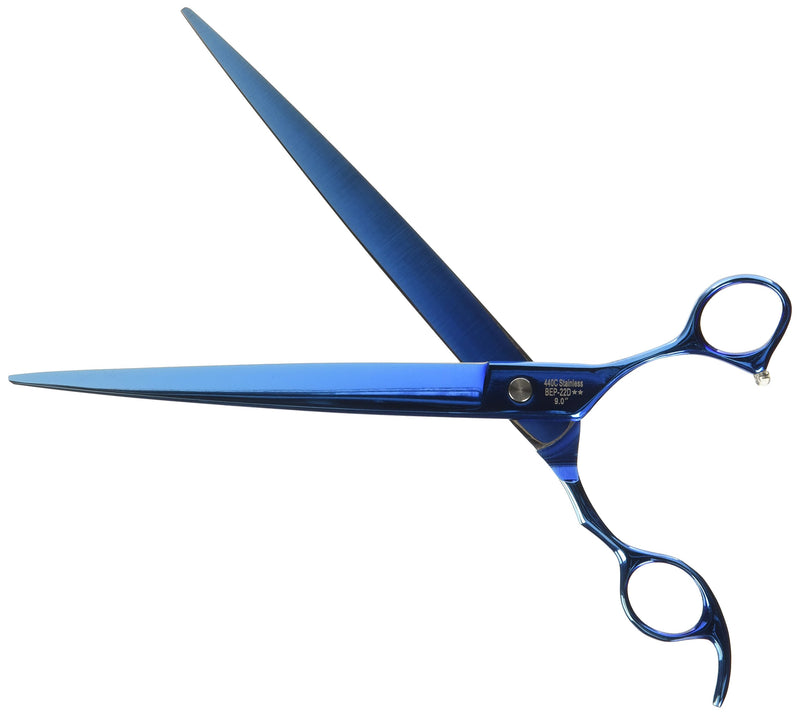 [Australia] - ShearsDirect Japanese 440C Blue Titanium Cutting Shears with Pink Gem Stone Tension and Anatomic Thumb, 9.0-Inch 