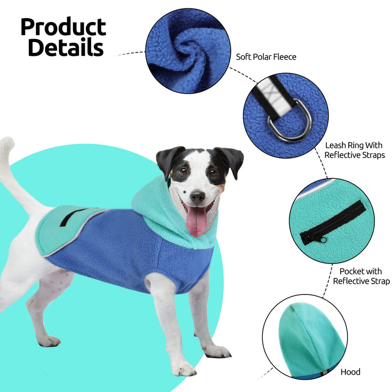 ASENKU Dog Hoodie with Reflective Straps Pocket, Soft and Warm Dog Sweater with D-Ring, Fleece Dog Vest & Jacket, Winter Coat for XS-XL Dogs Cats Pets, Blue, X-Large - PawsPlanet Australia