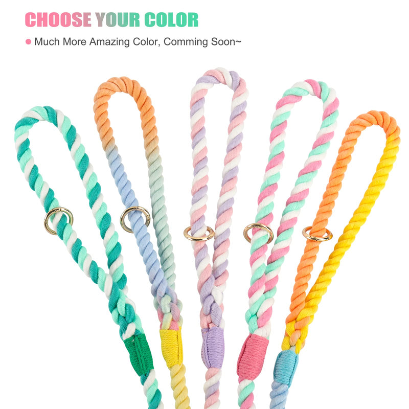 NUGUTIC 4 FT Dog Leash Handmade Braided Rope Comfortable Dog Leashes for Small Medium and Large Dogs, Clasp Update 4 Feet Standard Cherry Blossom Pink - PawsPlanet Australia