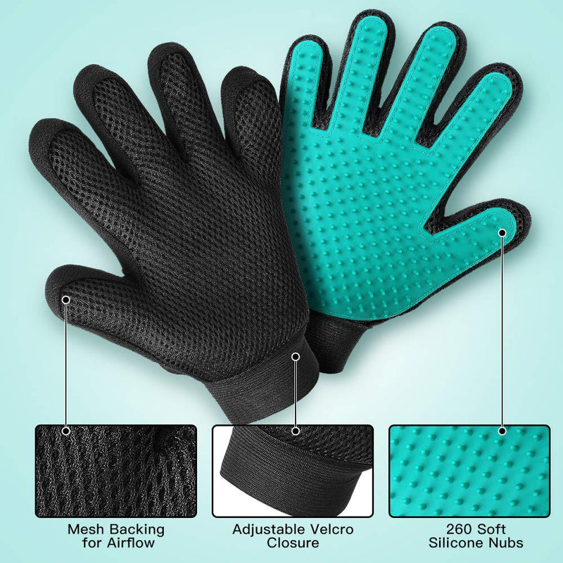 [Australia] - YWD Pet Grooming Glove Hair Remover Brush Hair Removal Gloves-Efficient Pet Hair Removal Set-Easily Groom Long Hair and Short Hair of Cats and Dogs-1 Pair 1 Pair(Green) 