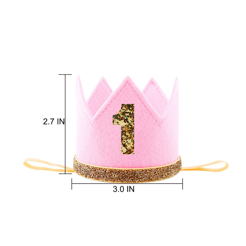 Petsidea Pet First 1 2 Birthday Crown Hat for Dog Doggy Cat Kitty Pig Birthday Party Photo Prop Giltter Hot Pink 1 - PawsPlanet Australia