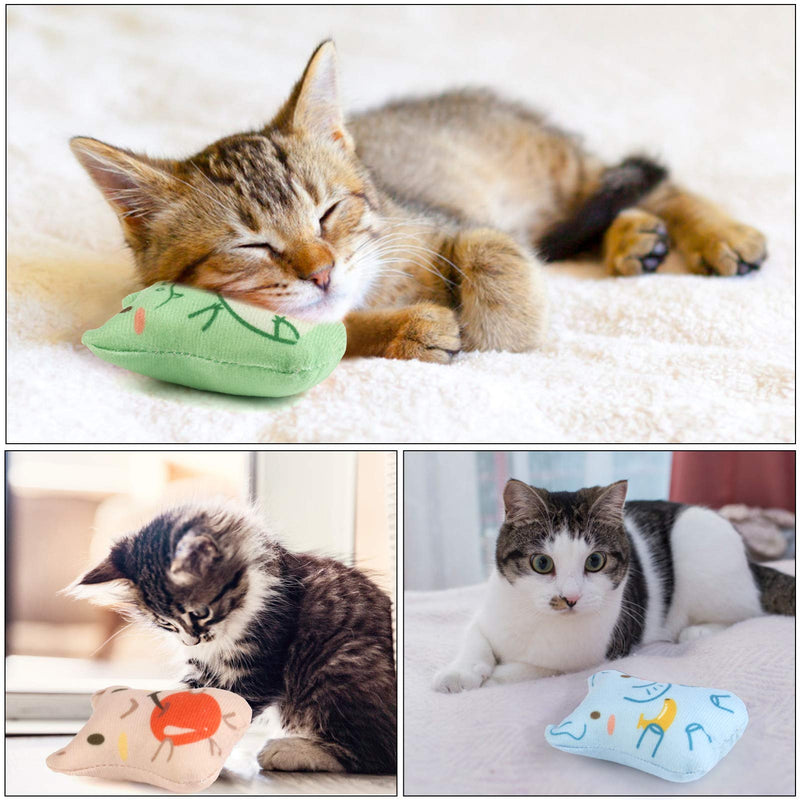 Dorakitten Catnip Toys for Indoor Cats - 5PCS Plush Cat Chew Toys Teething Interactive Catnip Filled Kitten Toy Soft Pet Toy Mint - PawsPlanet Australia