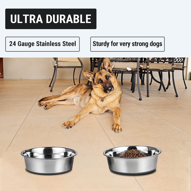 Stainless Steel Metal Dog Bowls | Nonslip Rubber Bottom Design | Ideal Food Water Bowls Set for Small, Medium, and Large Sized Dogs For Small Dog Breeds A_2 Pack Bowls - PawsPlanet Australia