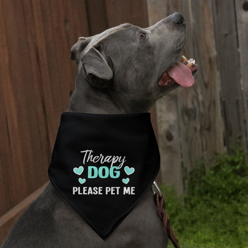 Graphics and More Therapy Dog Please Pet Me with Hearts Dog Pet Bandana - Black - PawsPlanet Australia