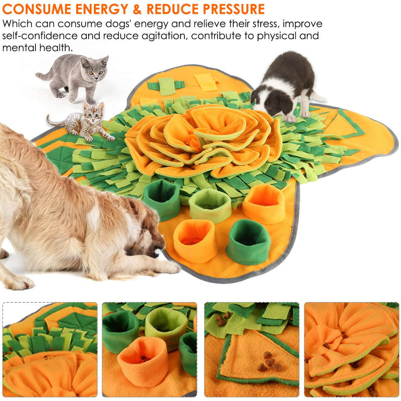 Pet Snuffle Mat Dog Slow Feeding Mat Washable, Pet Puzzle Toys Durable Interactive Dog Toys Encourages Natural Foraging Skills for Small to Large Dogs Puppy Orange+Green - PawsPlanet Australia