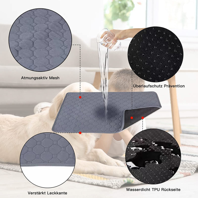 KALINCO Pet Training Pads Waterproof Pee Pads Dog Mat Floor Protection Washable Reusable Quick Absorbing Pad for Puppies/Dogs/Cats (Gray+L) Grey+L - PawsPlanet Australia
