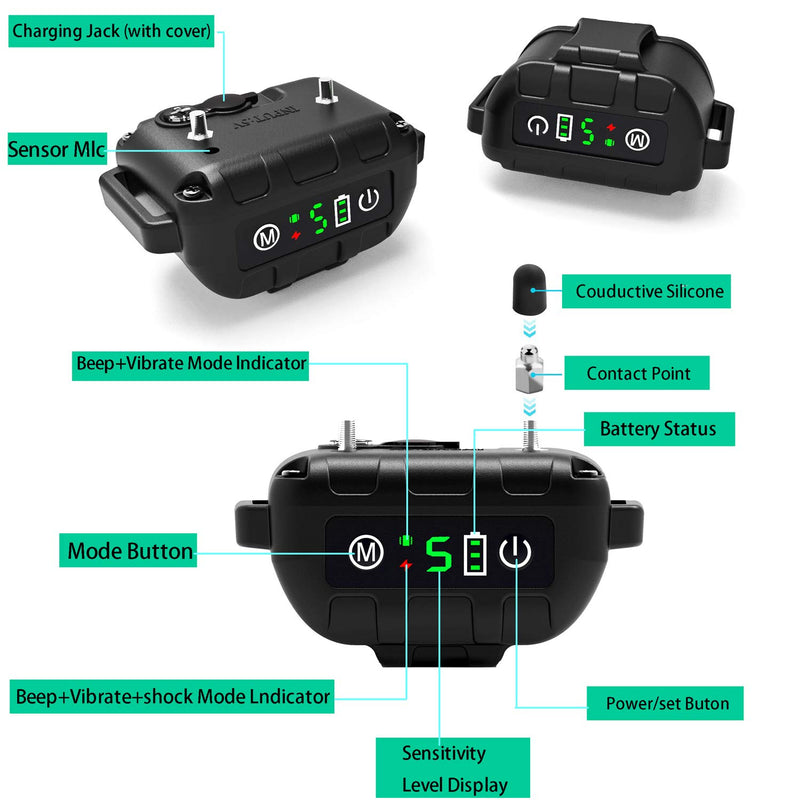 [Australia] - Bark Collar No Bark Collar Rechargeable Anti bark Collar with Adjustable Sensitivity and Intensity Beep Vibration and No Harm Shock Bark Collar for Small Medium Large Dogs 