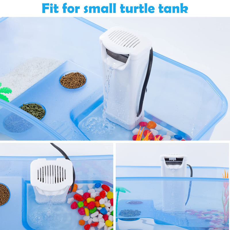 Geegoods Turtle Tank Filter ，1.2'' Low Water Level，3-Layer Filtration，Silent Fish Tank，Mini Aquarium Filter for Turtle/Fish and Other Reptiles - PawsPlanet Australia