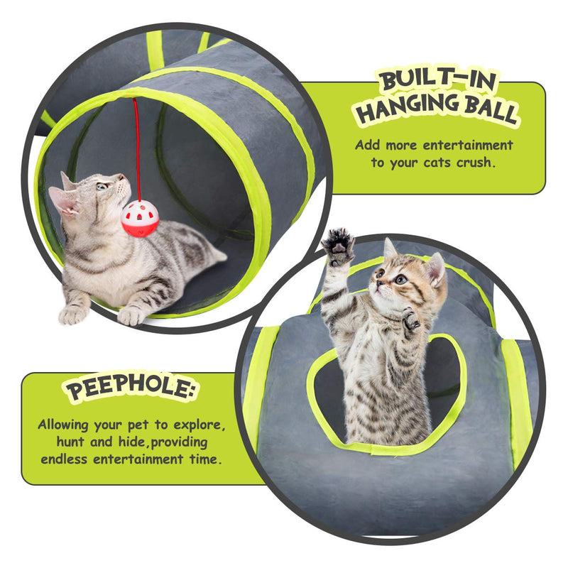 [Australia] - INPODAK 3 Way Cat Tunnel for Indoor Cat, Three Way Kitten Tube Tunnel with Peek Hole, Ferret Tunnel Tube Hideaway Toy, Puppy Rabbit Small Pet Interactive 