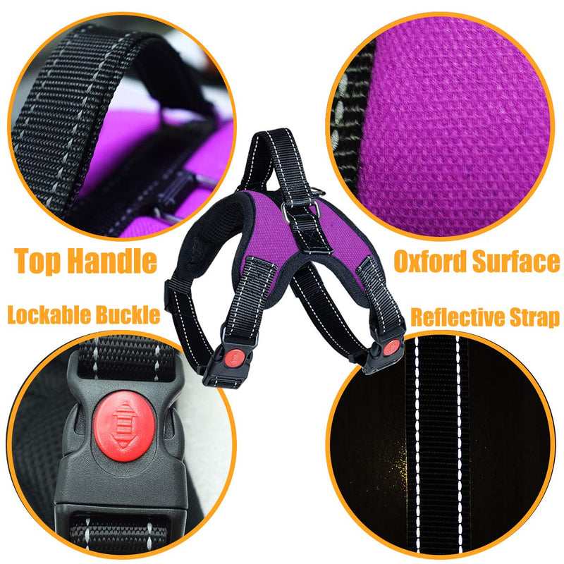 [Australia] - Musonic No Pull Dog Harness, Breathable Adjustable Comfort, Free Leash Included, for Small Medium Large Dog, Best for Training Walking S Purple 