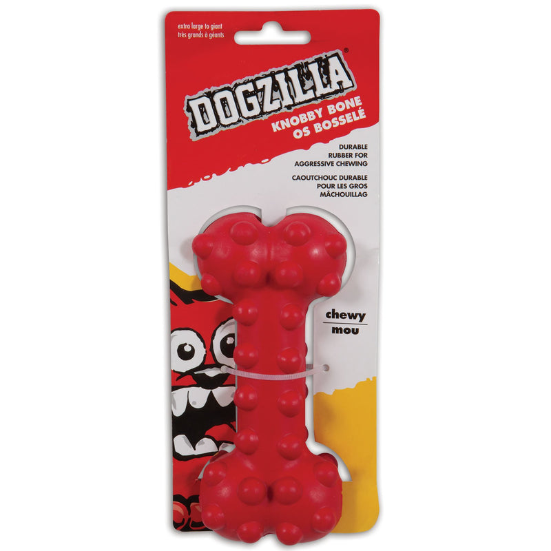 [Australia] - Petmate 30915 Dogzilla Knobby Bone Pet Toy, Large, Red 
