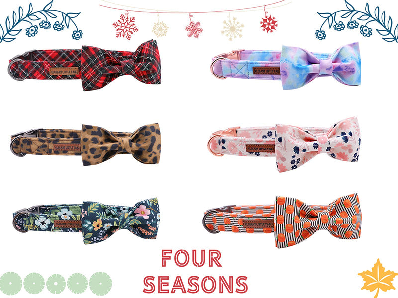 [Australia] - Elegant little tail Dog Collar with Bow, Soft&Comfy Bowtie Dog Collar, Adjustable Pet Gift Collars for Small Medium Large Dogs XS Colorful 