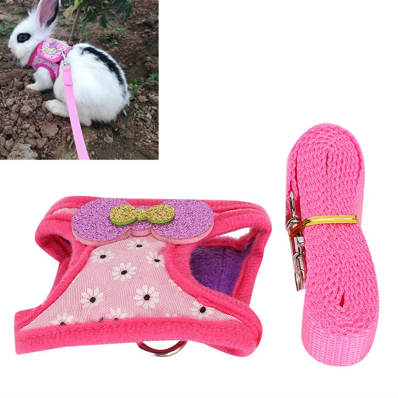 Fdit Small Animal Harness and Leash Soft Rabbit Harness with Lead Walking Training Traction Chest Strap for Small Rabbit Animals (L) L - PawsPlanet Australia