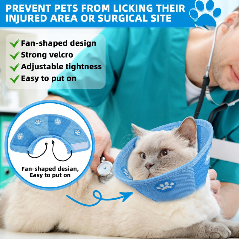 Cat Neck Brace, Adjustable Neck Brace Cat Collar for Protective Collar Wound Recovery, Recovery Collar Soft Collar Cone After Surgery, Prevent Wound Leakage - (Blue, M) - PawsPlanet Australia