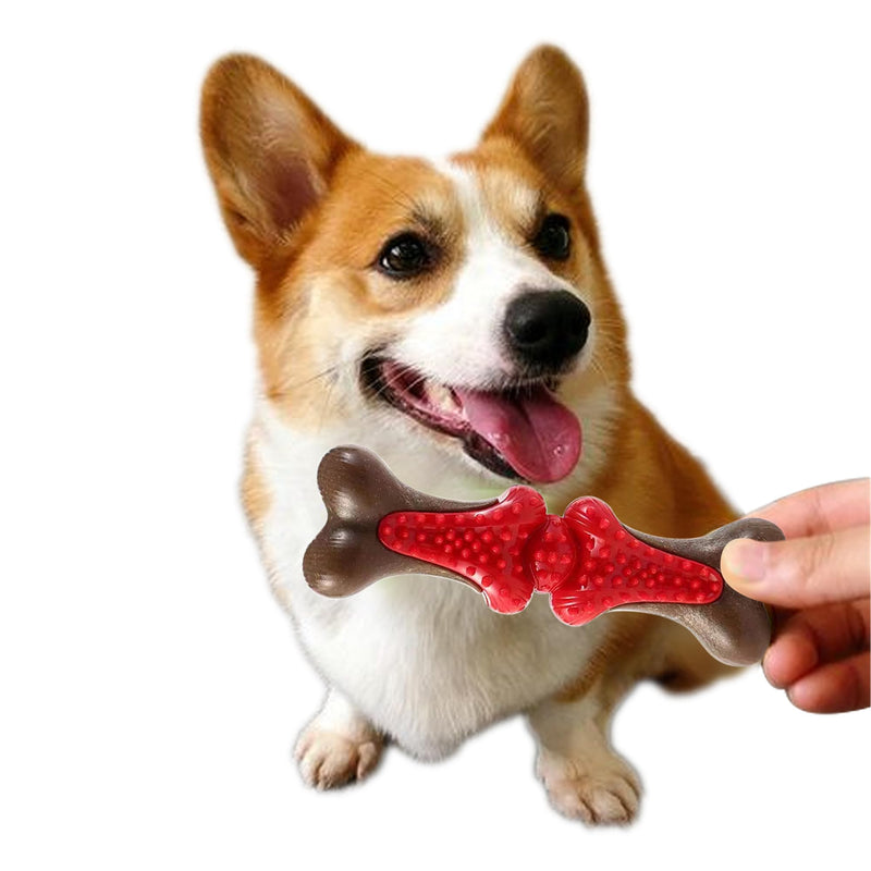 Lacusmall dog chew toy, hard dog toy for aggressive chewers with wood fibers, dog tooth toy for cleaning and training, strong dog toy chews for a long time and permanently red - PawsPlanet Australia