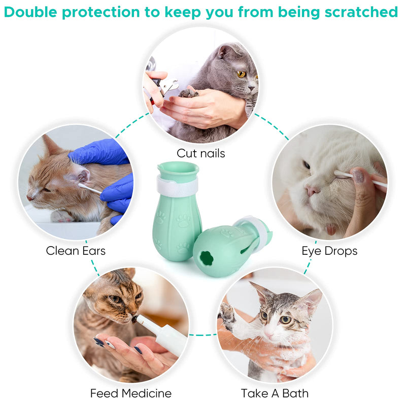 TenHoo Cat Bathing Bag with Calming Muzzle and Anti-Scratch Cat Shoes Silicone Boots, Puppy Dog Adjustable Multifunctional Anti-Bite Shower net Bag for Nail Trimming Bathing Home Pet - PawsPlanet Australia