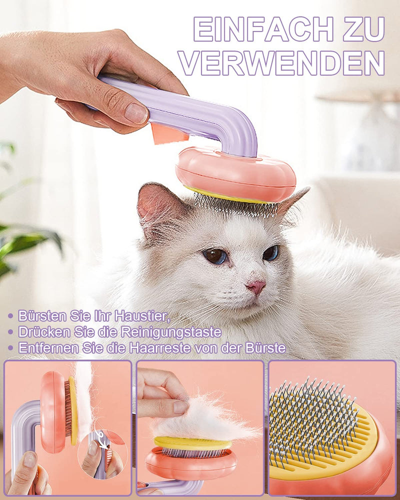 Pet Dog Brush Cat Brush, Hair Remover Pet Brush for Long Hair and Short Hair, [2022 New] Premium Massage Grooming Brush for Cats Dogs, Clean Pet Hair with One Click, Purple - PawsPlanet Australia