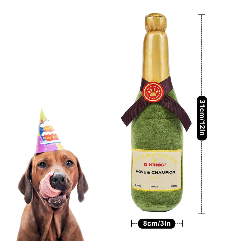 Chipet studio Dog Toy, Champagne Shape Squeaky Chew Toys for Dogs, Interactive Stuffed Dog Chew Toy for Birthday, Reward, Christmas, Festival - PawsPlanet Australia