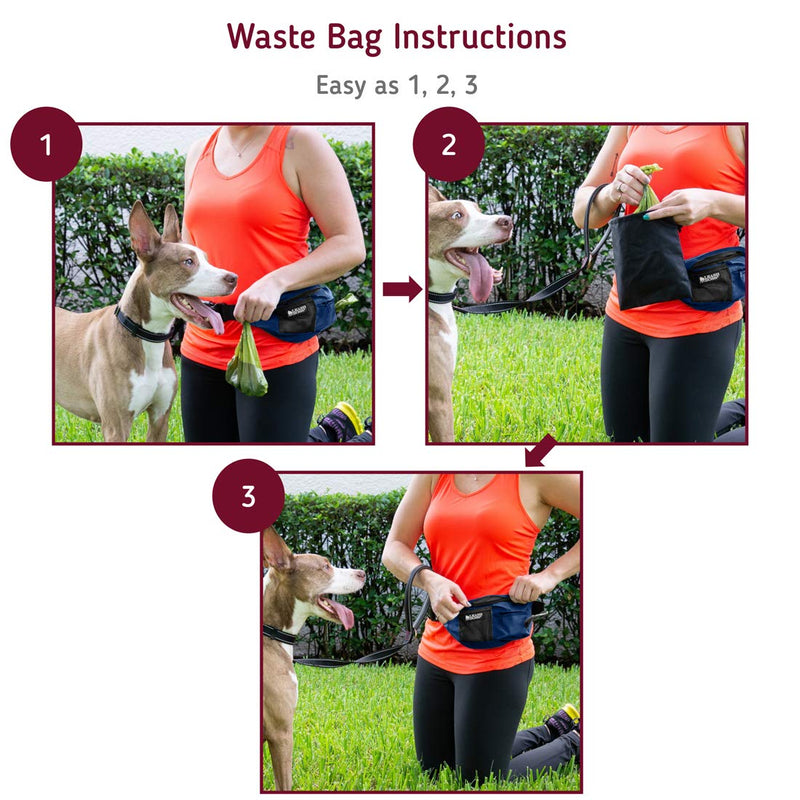 Leashboss PackUp Pouch Dog Treat Training Waist Belt, Storage Fanny Pack and Waste Bag Dispenser 1.5L Navy Blue - PawsPlanet Australia