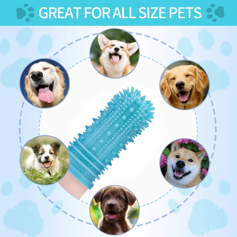 Dog Toothbrush Dog Finger Toothbrush Pack of 4 for Dogs, Cats, Puppies Dental Care & Fresh Breathing, Silicone, Fully Surrounded Bristles, Reusable with Storage Box 2 Blue + 2 Orange - PawsPlanet Australia