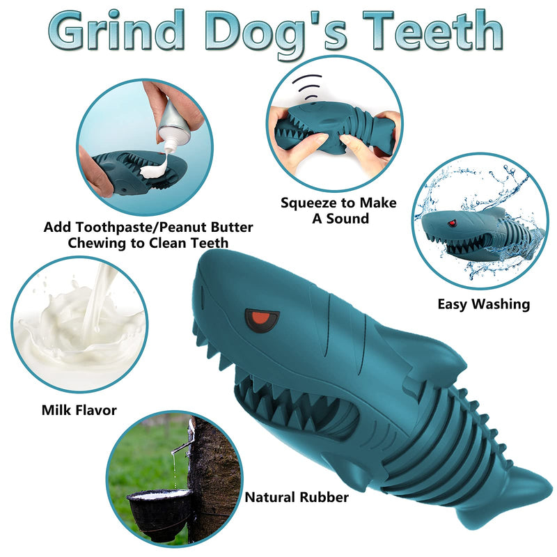 Dog Squeak Chew Toy, Jonkiki Shark Chewing Squeaky Toys for Chewers Training and Cleaning Teeth Durable Rubber Sounding Interactive Dog Toys for Small/Medium Breed - PawsPlanet Australia