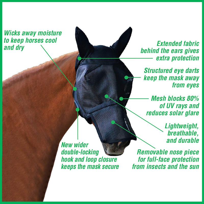 Absorbine Ultrashield Fly Mask Horse Size with Ear Coverage - PawsPlanet Australia