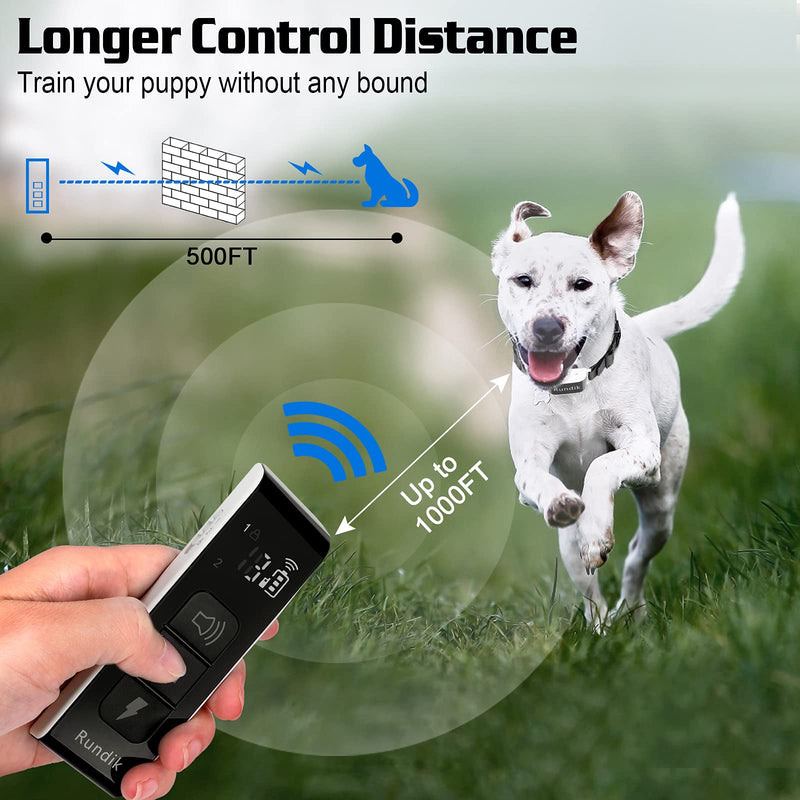 Rundik Dog Training Collar, Rechargeable Training Collar for Dogs with Mini-Sized Remote, 3 Safe Modes Waterproof & Long Distance Control Dog Bark Collar for Small/Medium/Large Dogs - PawsPlanet Australia