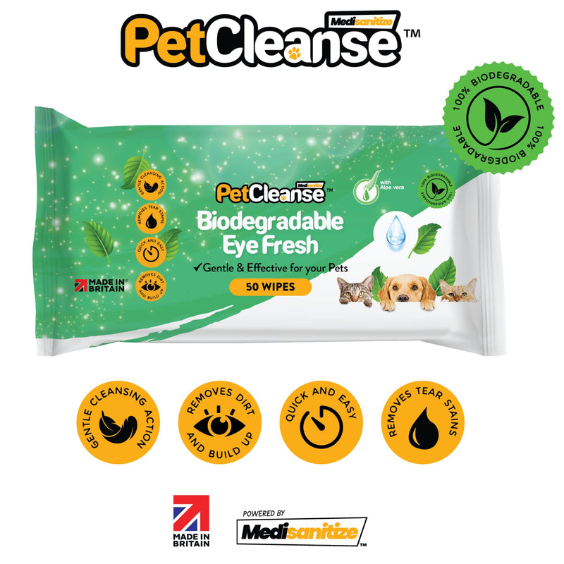 Pet Eye Wipes for Your Dogs Puppies Cats & Kittens: Daily Big Wet Cleaning Wipes for Dirt, Crusty Discharge & Tear Stains: 50 Large Wet Wipes Pack with Aloe Vera (3 Packs) 3 Packs - PawsPlanet Australia