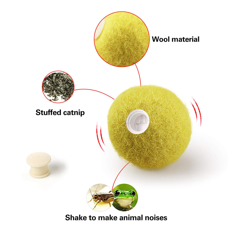 PAKESI Cat Toy Ball, 2PACK, Upgraded Version of Bite Resistant Wool Material, Including Frog, Cricket, Two Kinds of Calls for Cat Wool Ball, Built-in Catnip - PawsPlanet Australia