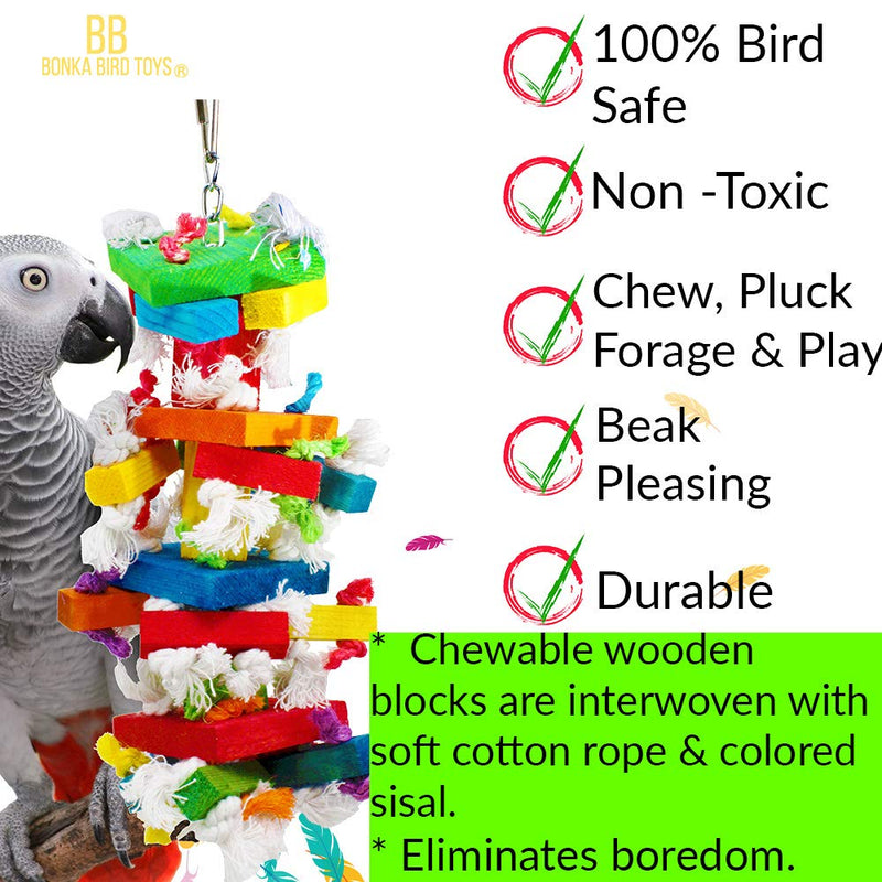 [Australia] - 826 Block Tower Bird Toy Parrot cage Toys Cages African Grey Conures Amazon 