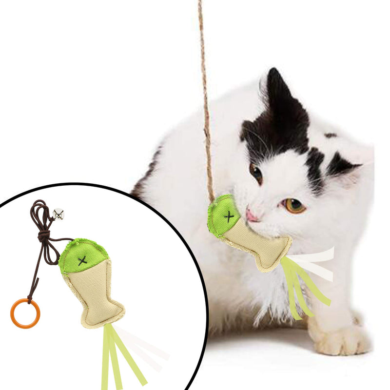 YAODHAOD Interactive Cat Toy, Fish with Paper Tassels and Bells, Natural Linen, Cat Tree Accessories, Interactive Pet Toys for Molar Chewing（2PCS） - PawsPlanet Australia