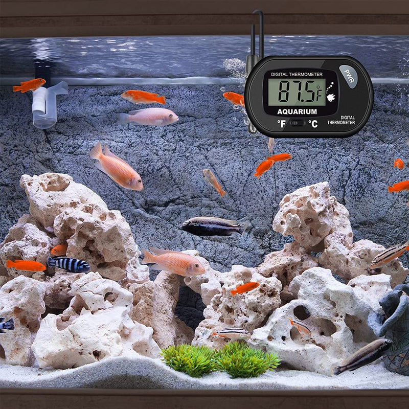 Mesee Aquarium Thermometer, LCD Digital Electronic Thermometer with Suction Cup Water Thermograph for Fish Tank Terrarium Marine Reptile Habitat Measuring Temperature - PawsPlanet Australia