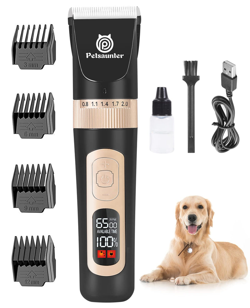 Petsaunter C95S Dog Hair Clipper,4-Speed Low Noise Rechargeable Cordless Electric Pet Hair Shavers,Essential Quiet Grooming Clipper Tools Set for Small & Large Dogs Cats Pets with Thick & Heavy Coats C95 S - PawsPlanet Australia