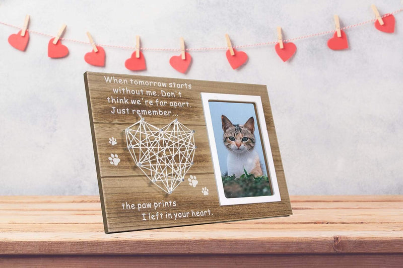 Vilight Dog and Cat Memorial Gifts - Paw Prints Sympathy Picture Frame for Pet Loss - 4x6 Inches Photo - PawsPlanet Australia