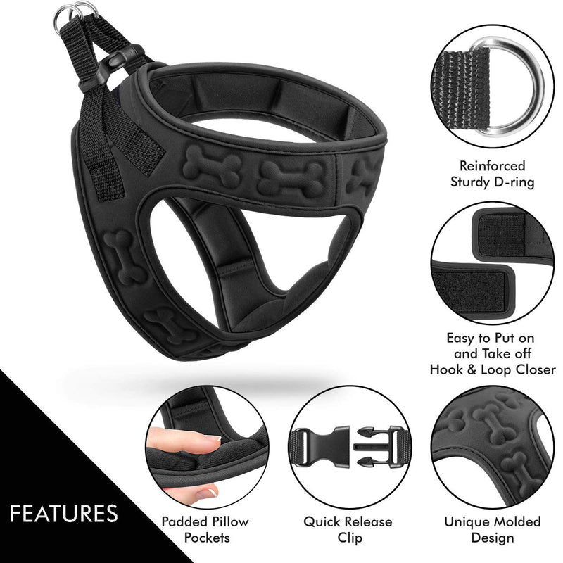 metric USA Comfort fit Dog Harness Easy to Put-on Comfortable Soft Padded Adjustable Step in Pet Vest Harnesses for Small and Medium Dogs Under 30 lbs, Black, XXXS, Chest 10-12" - PawsPlanet Australia