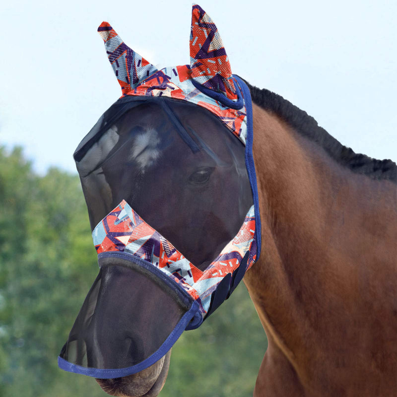 Harrison Howard LumiVista Horse Fly Mask Long Nose with Ears UV Protection for Horse-Abstract Graffiti(M; Cob) Cob (Medium) Abstract Graffiti - PawsPlanet Australia