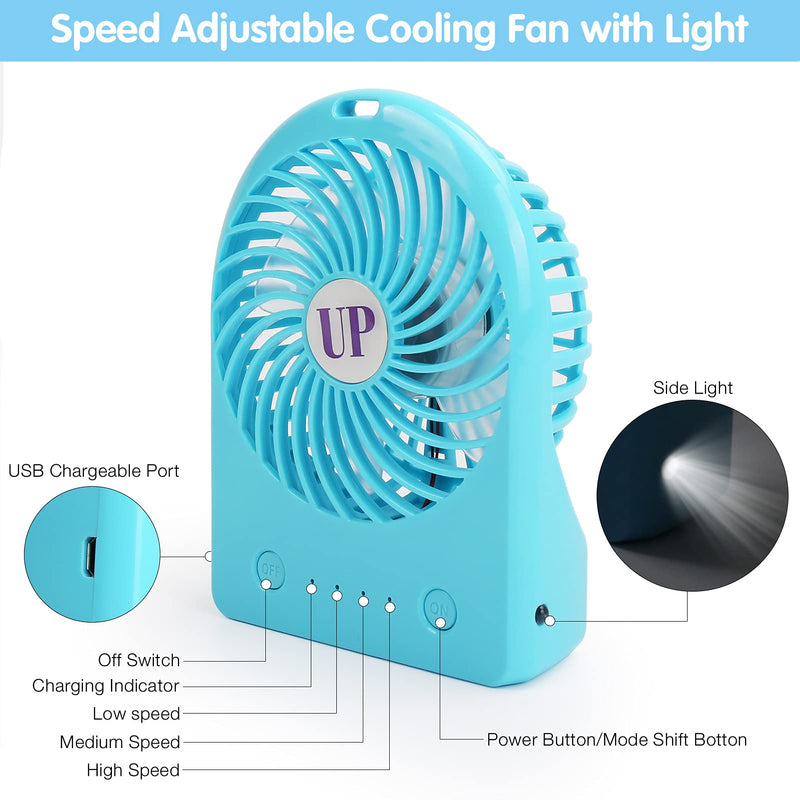 Portable Fan for Cat Backpack,Handheld USB Rechargeable Mini Personal Fan,Powerful Small Desk Fan 3 Speeds Adjustable Quite Table Cooling Fan with Side Light for Pet Home Office Travel Camping - PawsPlanet Australia