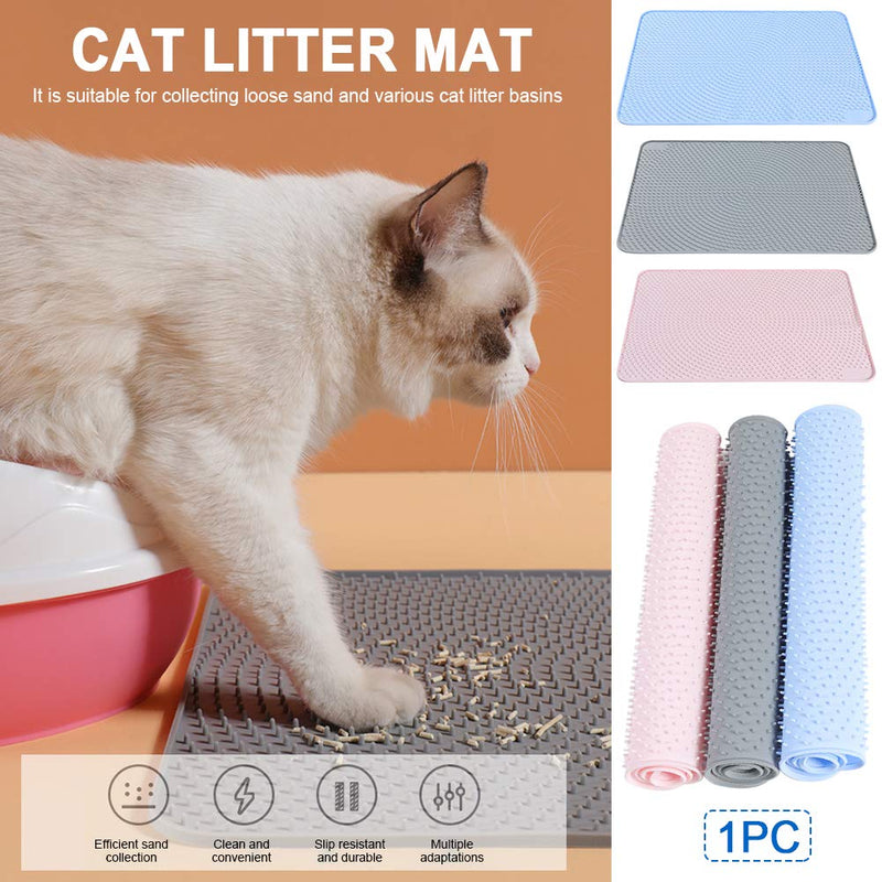 Amusingtao Dog Cat Food Feeding Scratcher Mat, Non Slip Waterproof Silicone Paws Cat Litter Mat,Silicone Pet Food Tray Mat for Floors, Scratch Pad for Cat Grinding Claws & Protecting Furniture Blue - PawsPlanet Australia