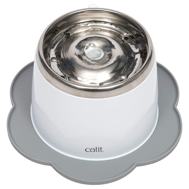 Genuine Catit Fountain Filters for 3 Litre Flower Fountain, Fresh and Clear Fountains Only, Pack of 5 & Flower Placemat, Medium, Grey - PawsPlanet Australia